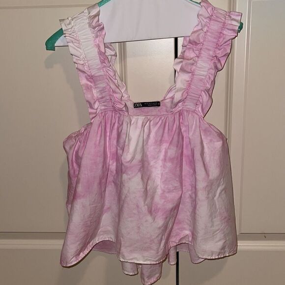 Zara Pink Tie Dye ruffle tank top - Picture 2 of 6